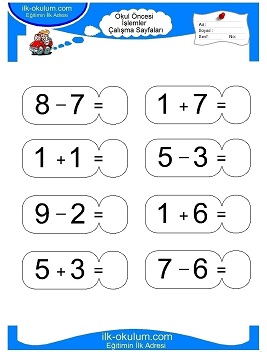 Çocuklar İçin toplam işlemi yaprak testleri 